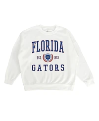 Gameday Couture Women's White Florida Gators Premium Fleece Drop Shoulder Oversized Pullover Sweatshirt