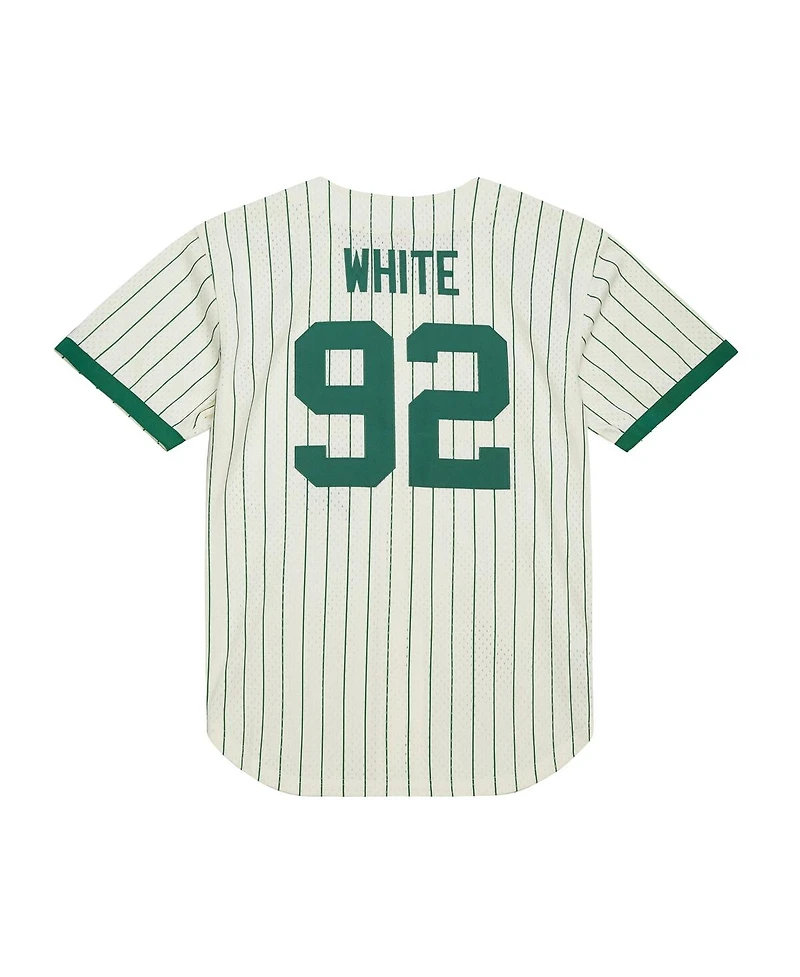 Mitchell & Ness Men's Reggie White Cream Green Bay Packers Name Number Mesh Button-Up Baseball Jersey