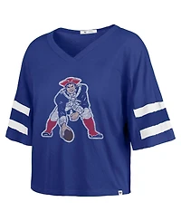 '47 Brand Women's Royal New England Patriots Premier Scout Cropped V-Neck T-Shirt