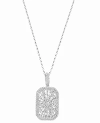 Effy Diamond Rectangular Starburst 18" Pendant Necklace (3/4 ct. t.w.) in 14k White Gold