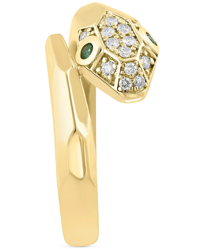 Effy Diamond (1/8 ct. t.w.) & Emerald (1/20 ct. t.w.) Serpent Wrap Ring in 14k Gold