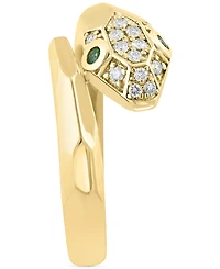 Effy Diamond (1/8 ct. t.w.) & Emerald (1/20 ct. t.w.) Serpent Wrap Ring in 14k Gold