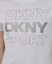 Dkny Women's Sport Glitter Logo Crew Neck T-shirt