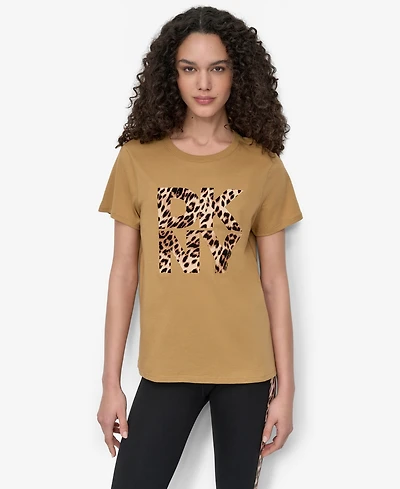 Dkny Women's Stacked Animal Print Crew Neck T-shirt