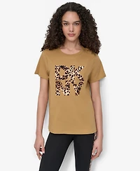 Dkny Women's Stacked Animal Print Crew Neck T-shirt