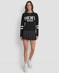 Dkny Women's Varsity Logo Crew Neck Sweater