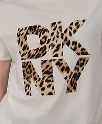 Dkny Women's Stacked Animal Print Crew Neck T-shirt