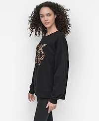 Dkny Women's Stacked Flock Logo Crew Neck Top