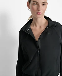 Dkny Women's Hooded Jacket with Logo Elastic Detail