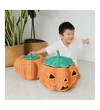Momiji - Handcrafted Rattan Pumpkin Face Basket - Wicker