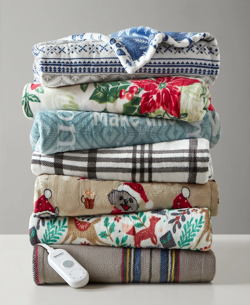 Premier Comfort Heated Cozy Plush Reversible Throw, 50" x 60"