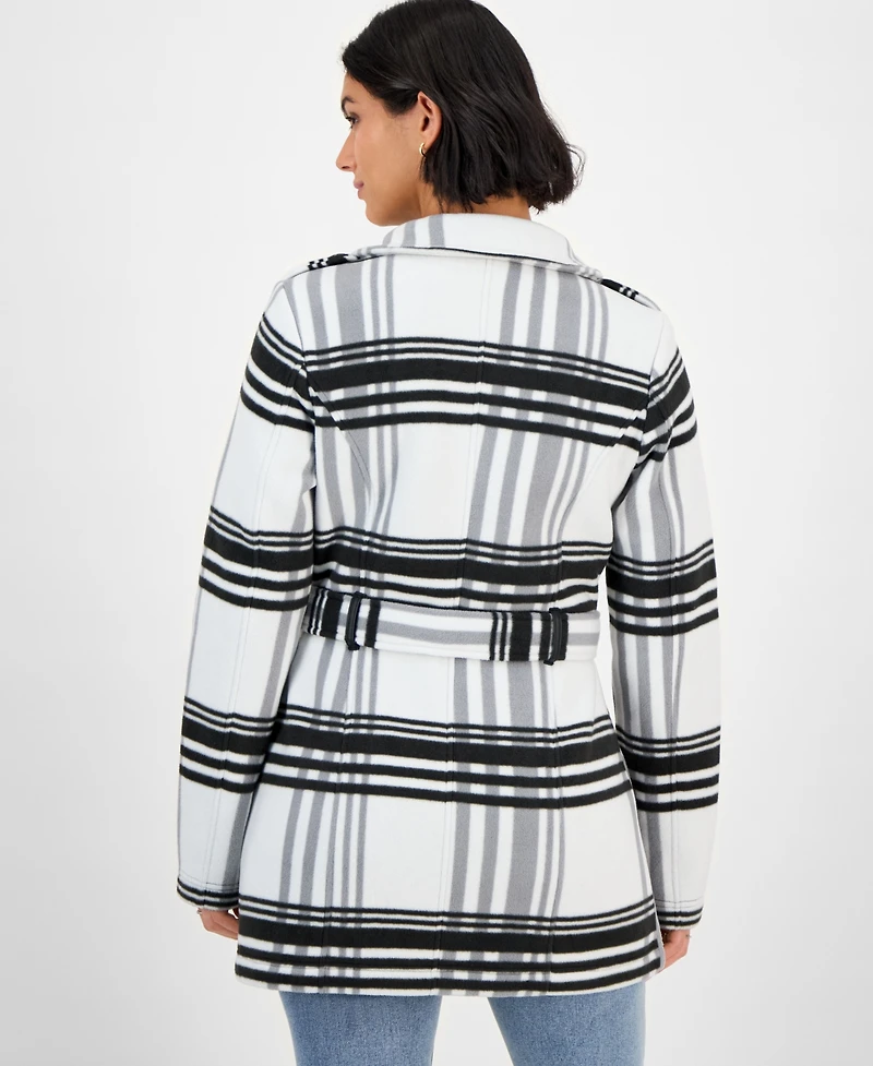 Bcx Juniors' Plaid Micro-Fleece Belted Jacket