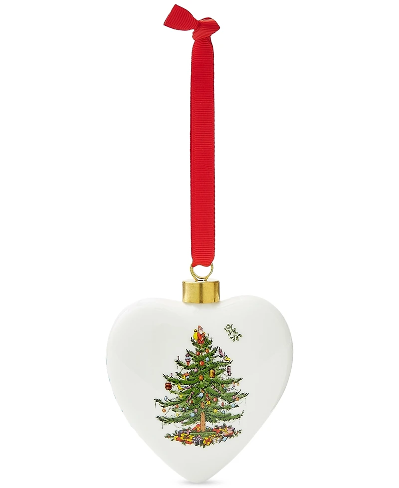 Spode Christmas Tree Puffed Heart Ornament