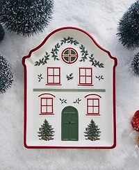 Spode Christmas Tree Village Tidbit Tray, Red