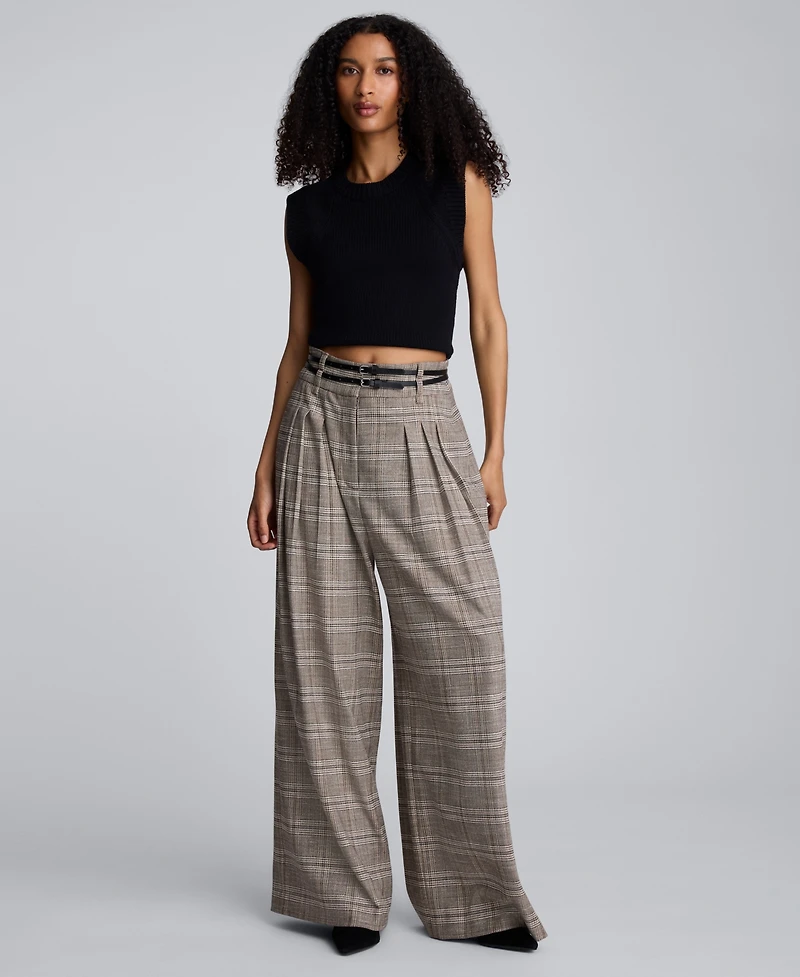 Kenneth Cole Women's Plaid High-rise Pants
