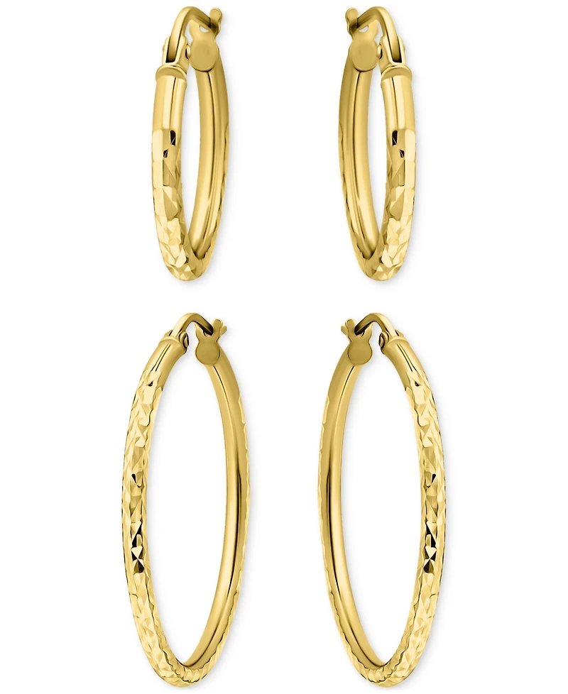 Giani Bernini 2-Pc. Set Textured Small Hoop Earrings in 18k Yellow Gold over Sterling Silver, Macy's Exclusive