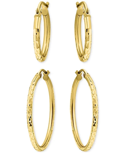 Giani Bernini 2-Pc. Set Textured Small Hoop Earrings in 18k Yellow Gold over Sterling Silver, Macy's Exclusive