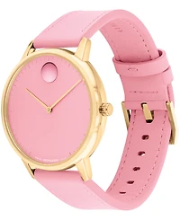 Movado Unisex Face Swiss Quartz Pink Leather Watch, 39mm