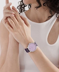 Movado Unisex Face Swiss Quartz Plum Leather Watch, 41mm