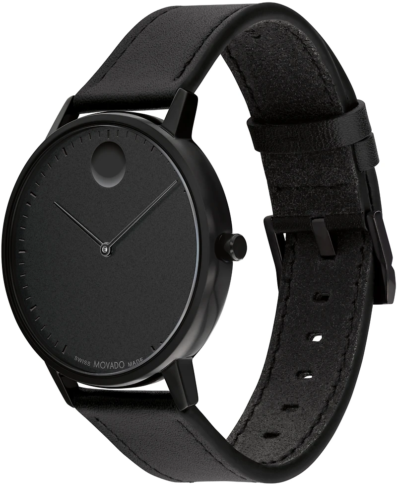 Movado Unisex Face Swiss Quartz Leather Watch