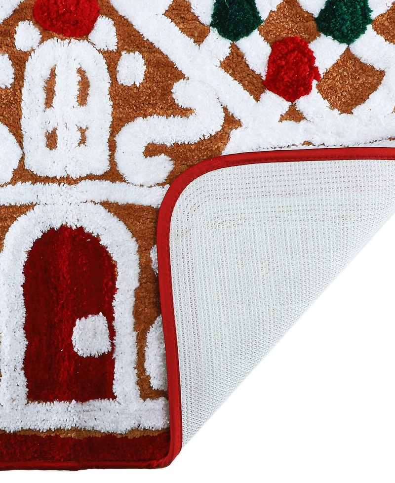 Holly Bells Gingerbread House Bath Rug, 20" x 32"