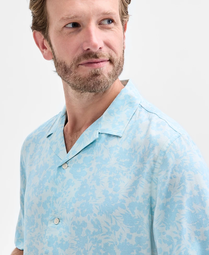 Club Room Men's Copen Short Sleeve Floral Print Button-Front Camp Shirt, Macy's Exclusive