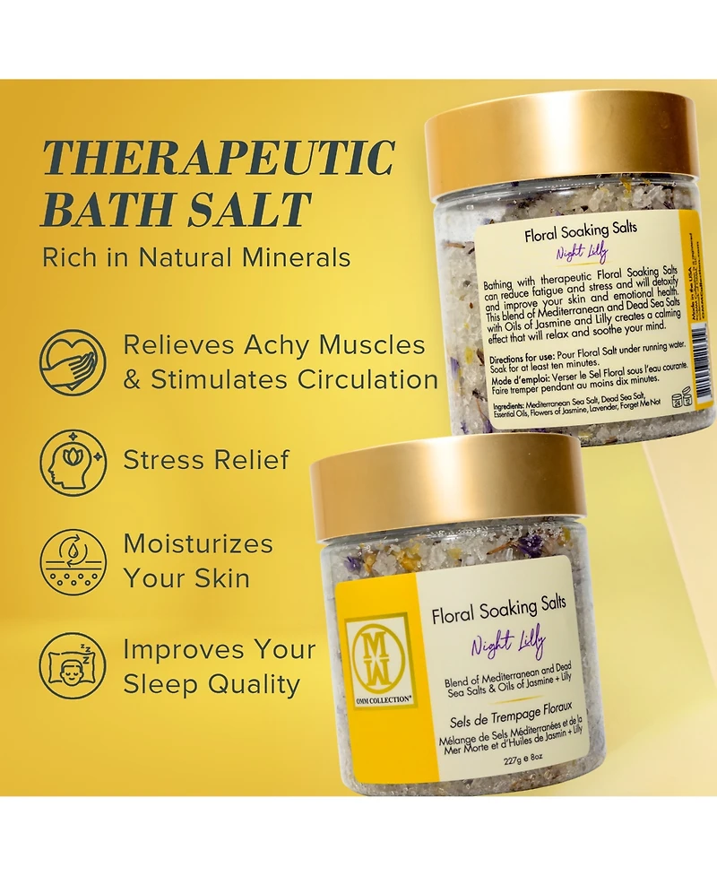 Omm Collection Floral Soaking Bath Salts Night Lily 8oz