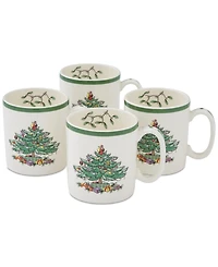 Spode Christmas Tree Mugs, Set of 4