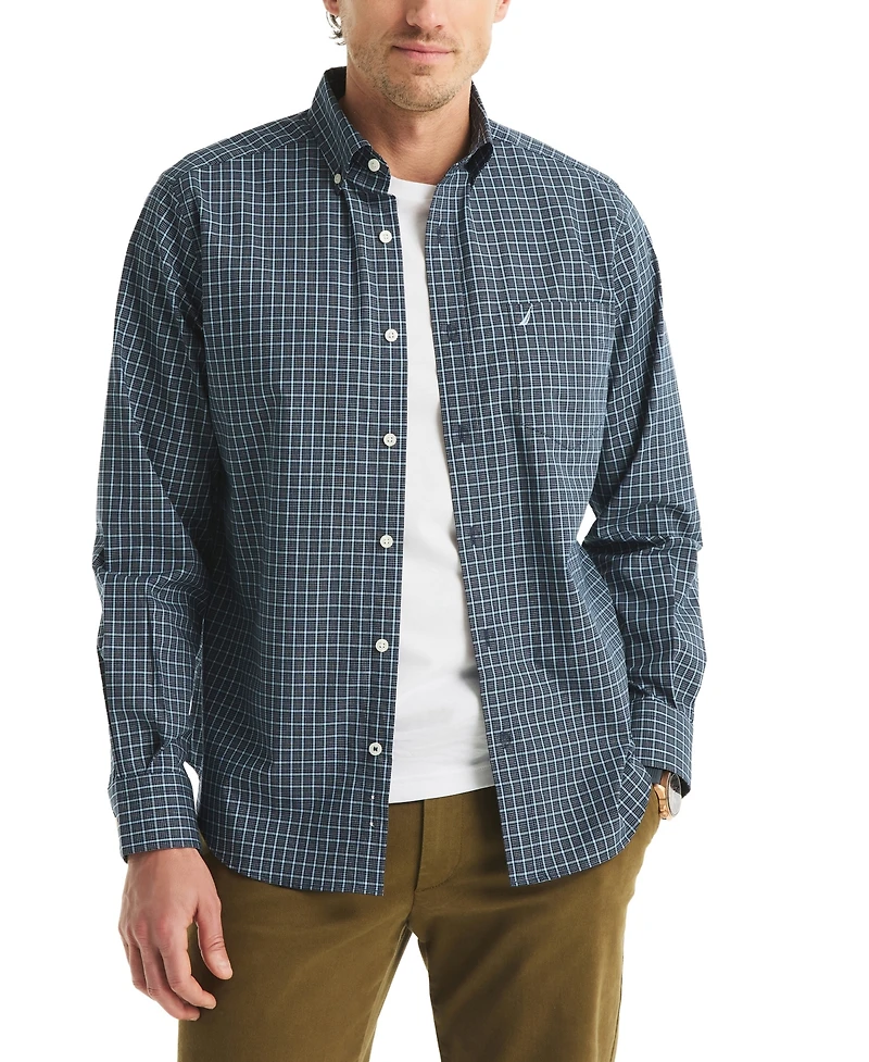 Nautica Men's Plaid Print Long Sleeve Shirt