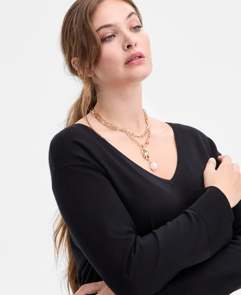 I.n.c. International Concepts Plus V-Neck Long-Sleeve Tunic, Macy's Exclusive