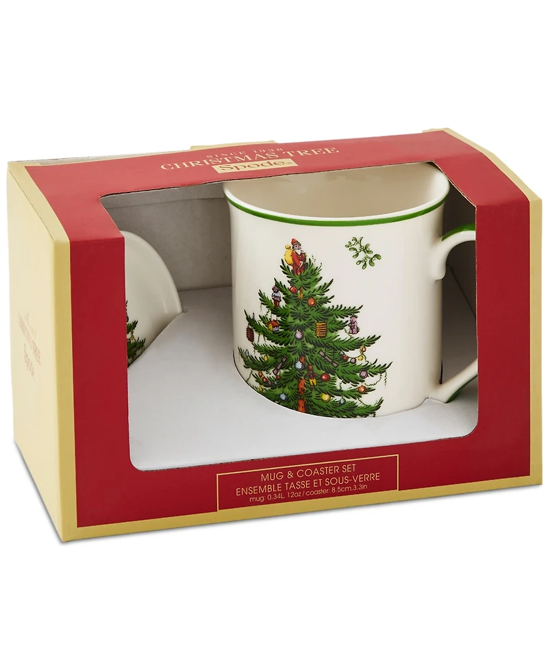 Spode Christmas Tree Mug & Coaster Set