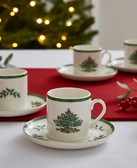 Spode Christmas Tree Espresso Cup & Saucers, Set of 4