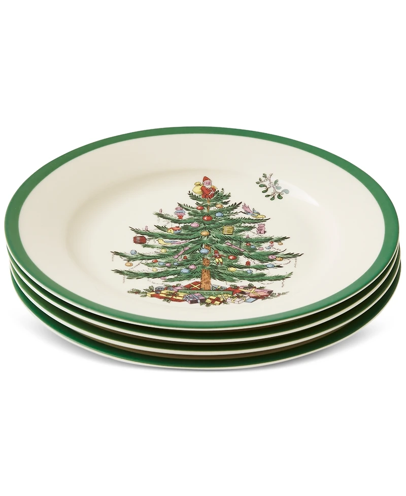 Spode Christmas Tree Salad Plates, Set of 4