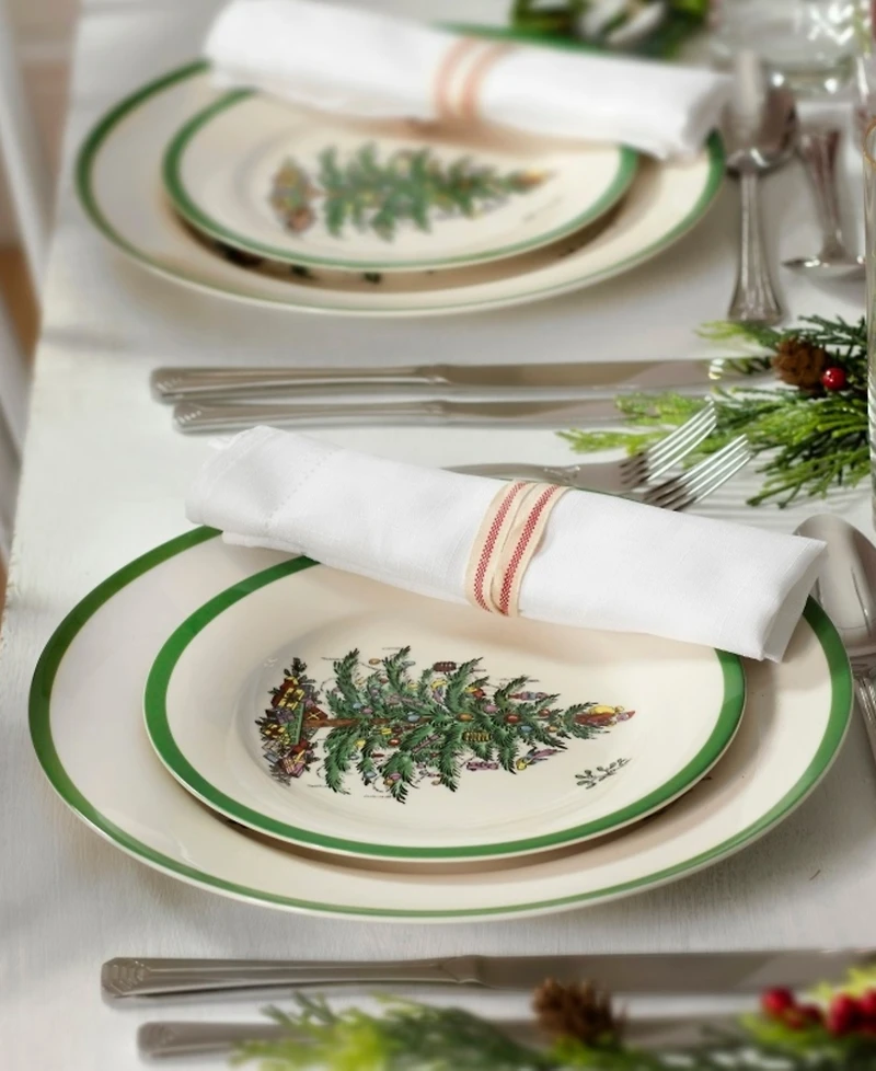 Spode Christmas Tree Dinner Plates, Set of 4