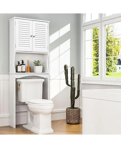 Vanirror 23x67" White Over The Storage Cabinet - 3-Tier Bathroom Organizer with Adjustable Shelves & Louvered Doors