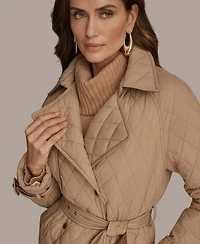 Donna Karan New York Women's Belted Maxi Quilted Coat
