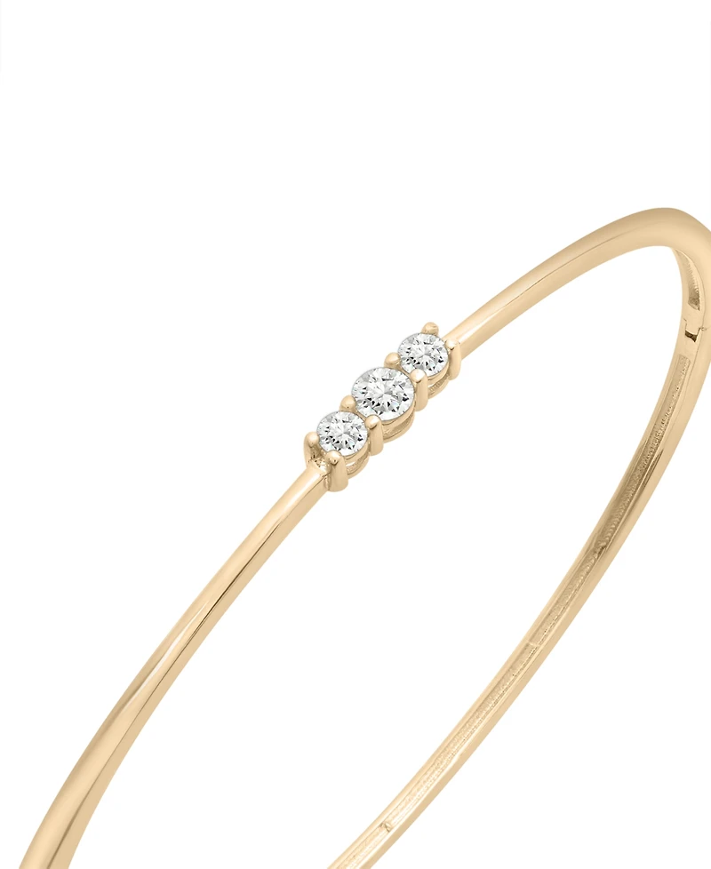 Wrapped Diamond Three Stone Bangle Bracelet (1/4 ct. t.w.) in 10k Gold, Macy's Exclusive