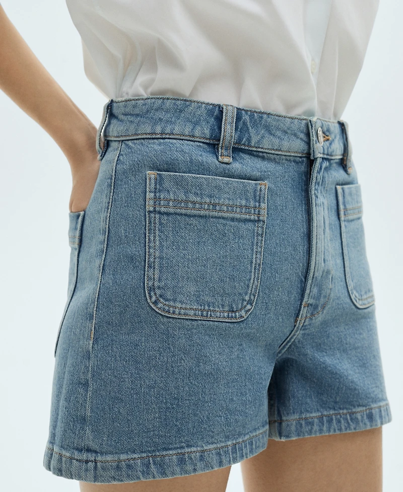 Mango Women's Pockets High-Waisted Denim Shorts