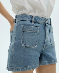 Mango Women's Pockets High-Waisted Denim Shorts