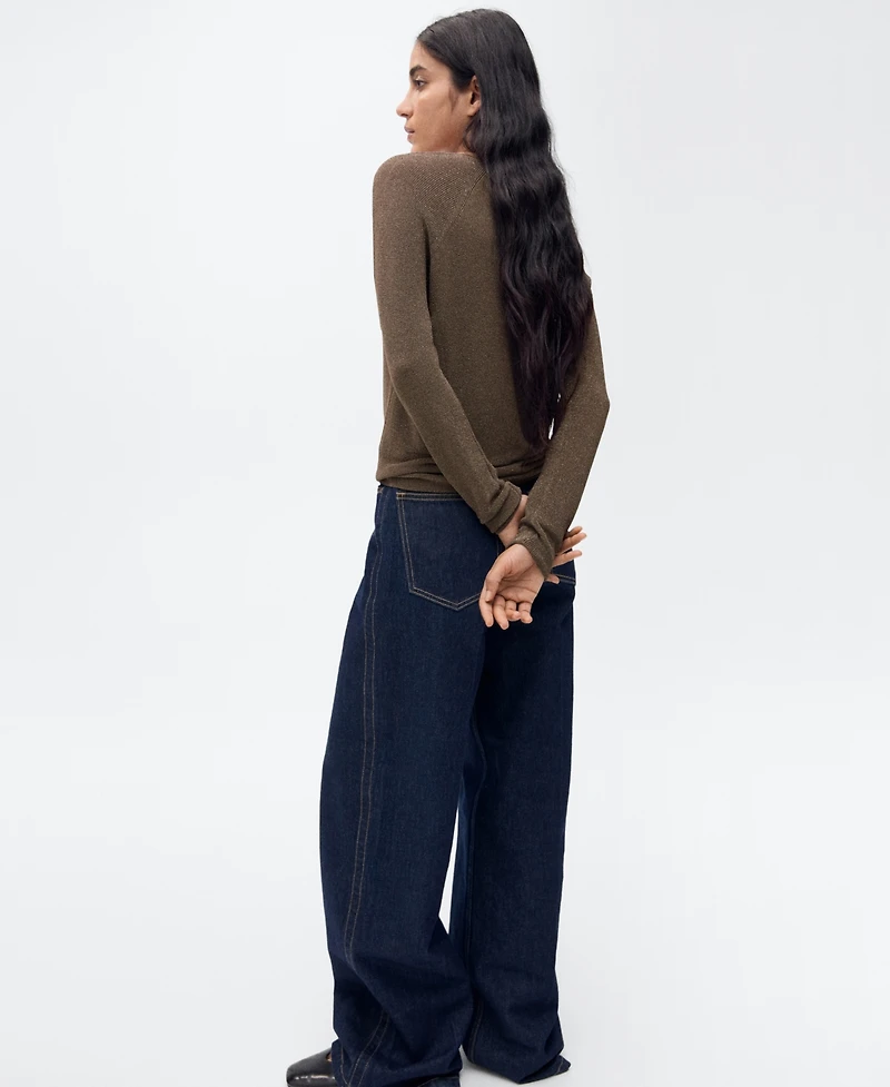 Mango Women's V-Neck Lurex Sweater