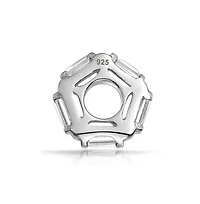 Bling Jewelry Geometric Baguette Cz Thin Spacer Bead Charm Cubic Zirconia .925 Sterling Silver Fits European Bracelet