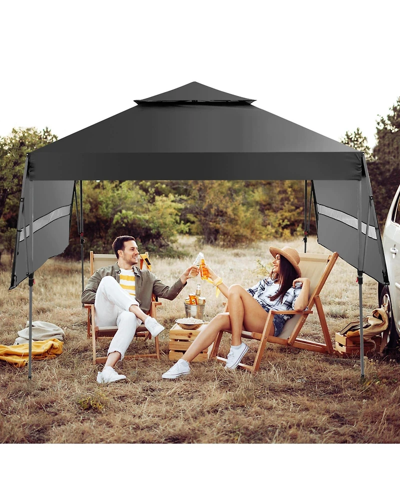 10'x17.6' Outdoor Instant Pop-up Canopy Tent Dual Half Awnings Adjust Patio