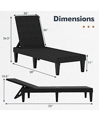 Costway Outdoor Chaise Lounger Chair 3-Position Reclining with Waterproof Rattan