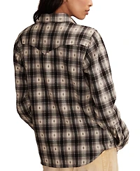 Lucky Brand Women's Western Flannel Long Sleeve Button Down Shirt