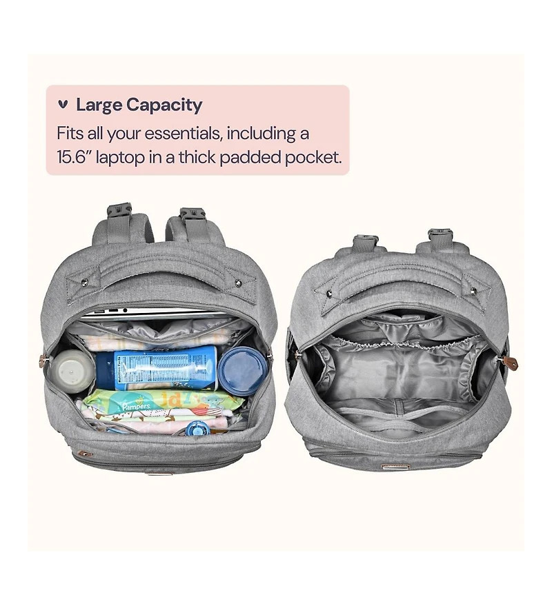 BabbleRoo Kids Diaper Bag Backpack Multifunctional Bag Travel Ready Diaper Bag with Extras Pink