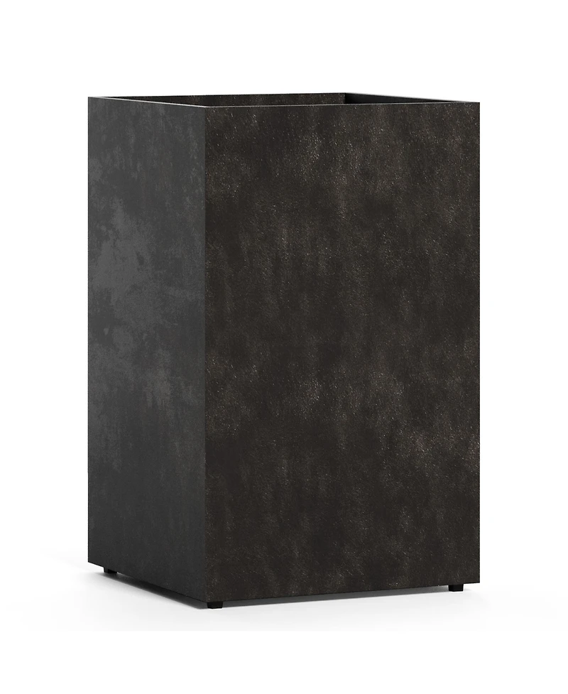 Cosapots Reglito Tall Square Planter – Fiberglass Indoor/Outdoor and Weather-Resistant Large (19.7" L x 19.7" W 31.5" H) (Grey Stone)