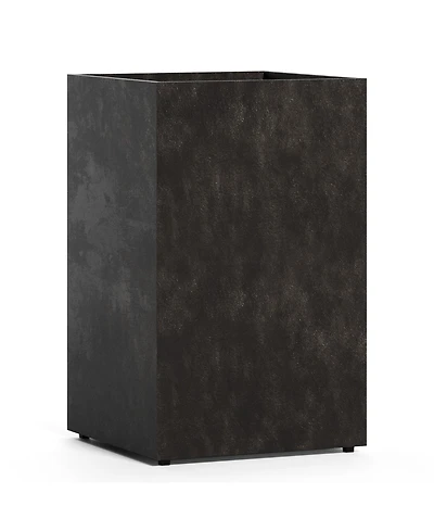Cosapots Reglito Tall Square Planter – Fiberglass Indoor/Outdoor and Weather-Resistant Large (19.7" L x 19.7" W 31.5" H) (Grey Stone)