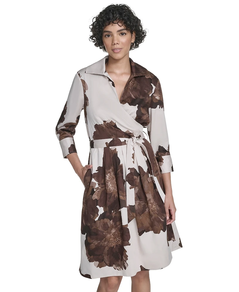 Calvin Klein Women's V-Neck Shirt Dress