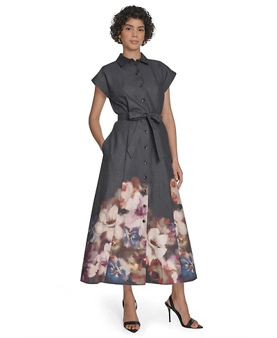 Calvin Klein Women's Placement Print Midi Dress