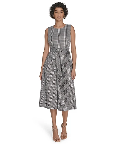 Calvin Klein Women's Plaid Sleeveless Midi Dress